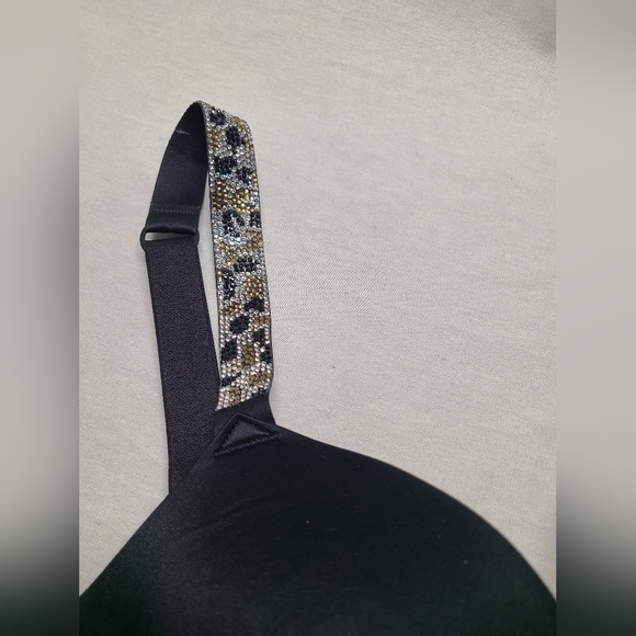 Victoria’s Secret Push-up Shine Strap Rhinestones Black Leopard size 32D- NWT - Picture 2 of 5